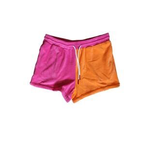 Solid & Striped Charlie Terry‎ Knit Colorblock Orange/Pink Drawstring Shorts Med